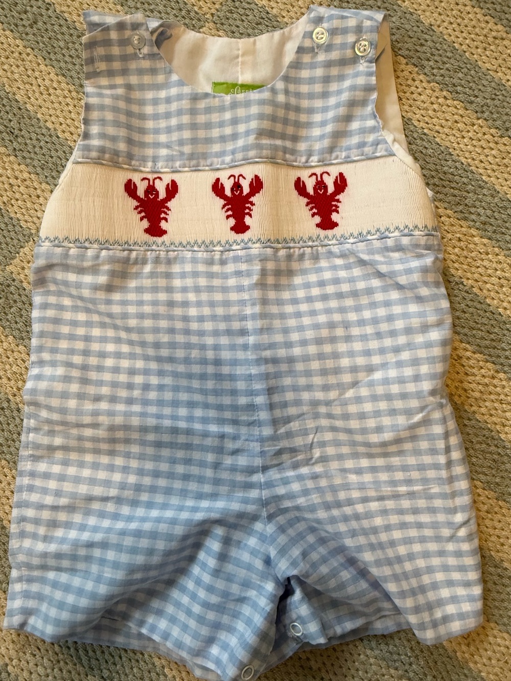 Classic Whimsy Lobster Smocked Gingham Jon Jon 12 M